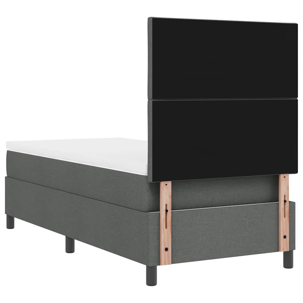 Box Spring Bed with Headboard Dark Gray 90 X 200 Cm Fabric