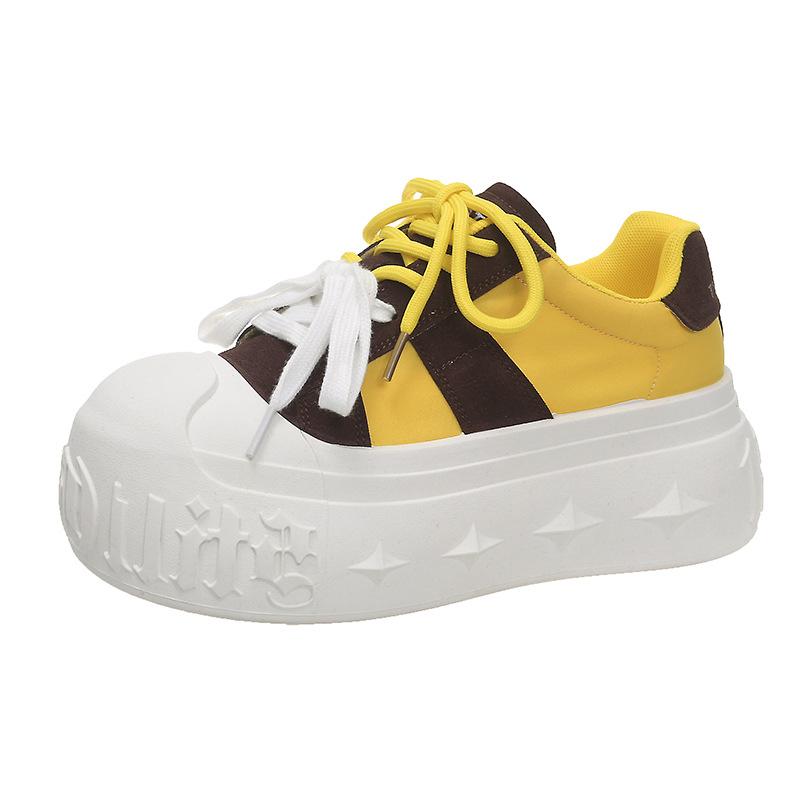 

Настоящая мягкая кожа, толстая подошва, увеличивающие рост, маленькие белые туфли, весенние новые туфли с большой головой, туфли «желтый хлеб», спортивная и повседневная обувь для скейтборда 40 жёлтый