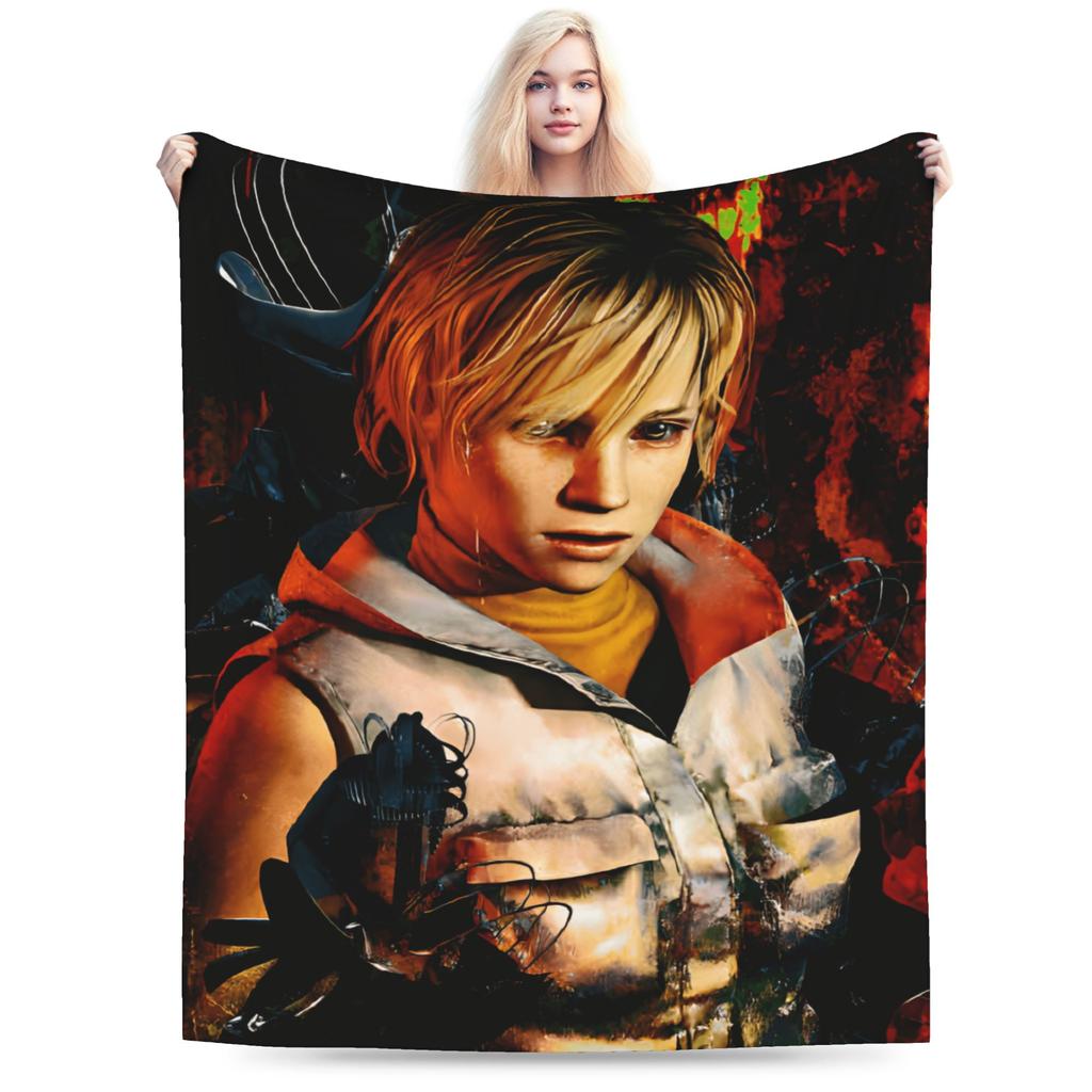 Warm BlanketGirls Boys Camping Silent Hill Throw Blanket Run Heather Flannel Bedspread For Bedroom Funny Sofa Bed Cover