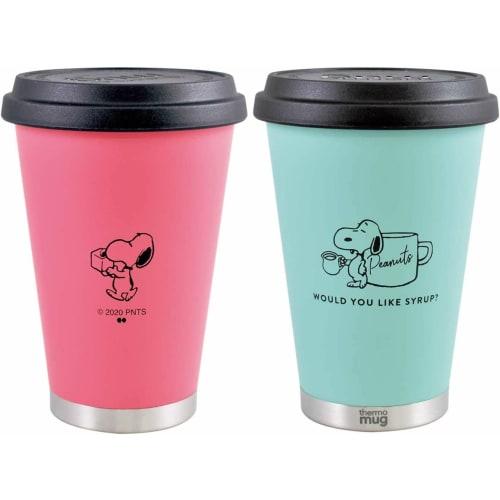 

Onishi Ken Snoopy Stainless Steel Mobile Tumbler PEANUTS THERMO MUG 260ml Set of 2 (1 Pink, 1 Blue) PA-6400