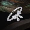 Elegant White Bowknot Rings Open Rings for Women and Girls Adjustable Zircon Jewelry Perfect for Parties and Dates