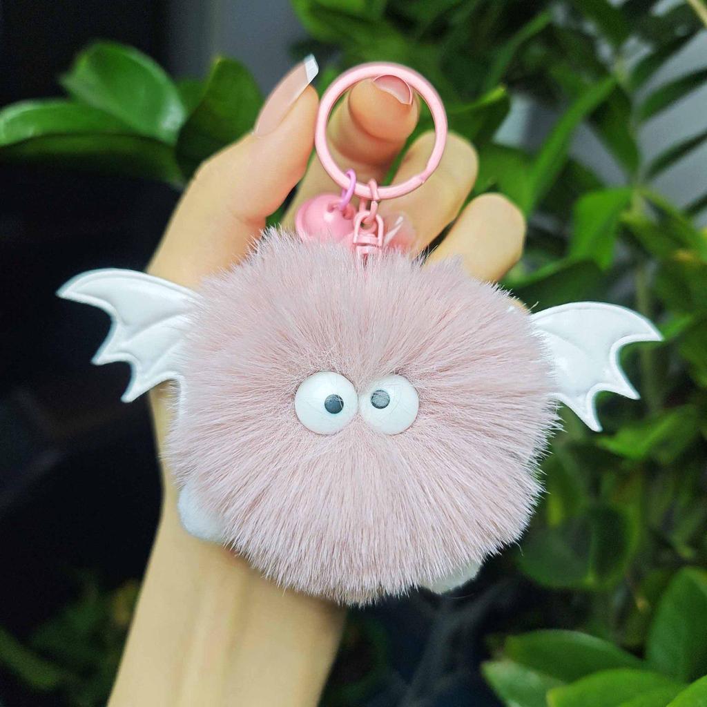 Cross-Border Plush Little Devil Soot Ball Faux Rex Rabbit Fur Pendant Keychain/Backpack Charm