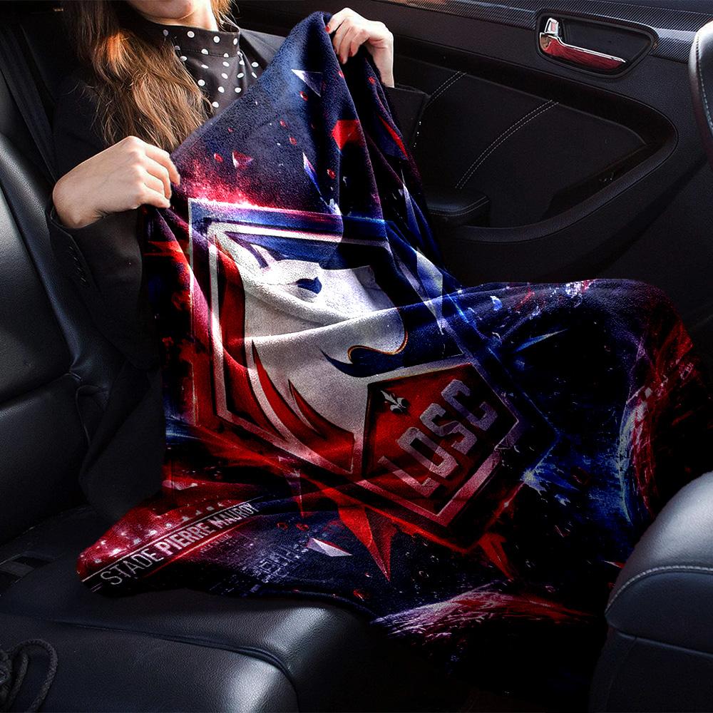 Losc Football Crest Flannel Blanket, Soft Polyester, Modern Design, All-Season for Camping, Travel, Gifts for holidays or birthdays