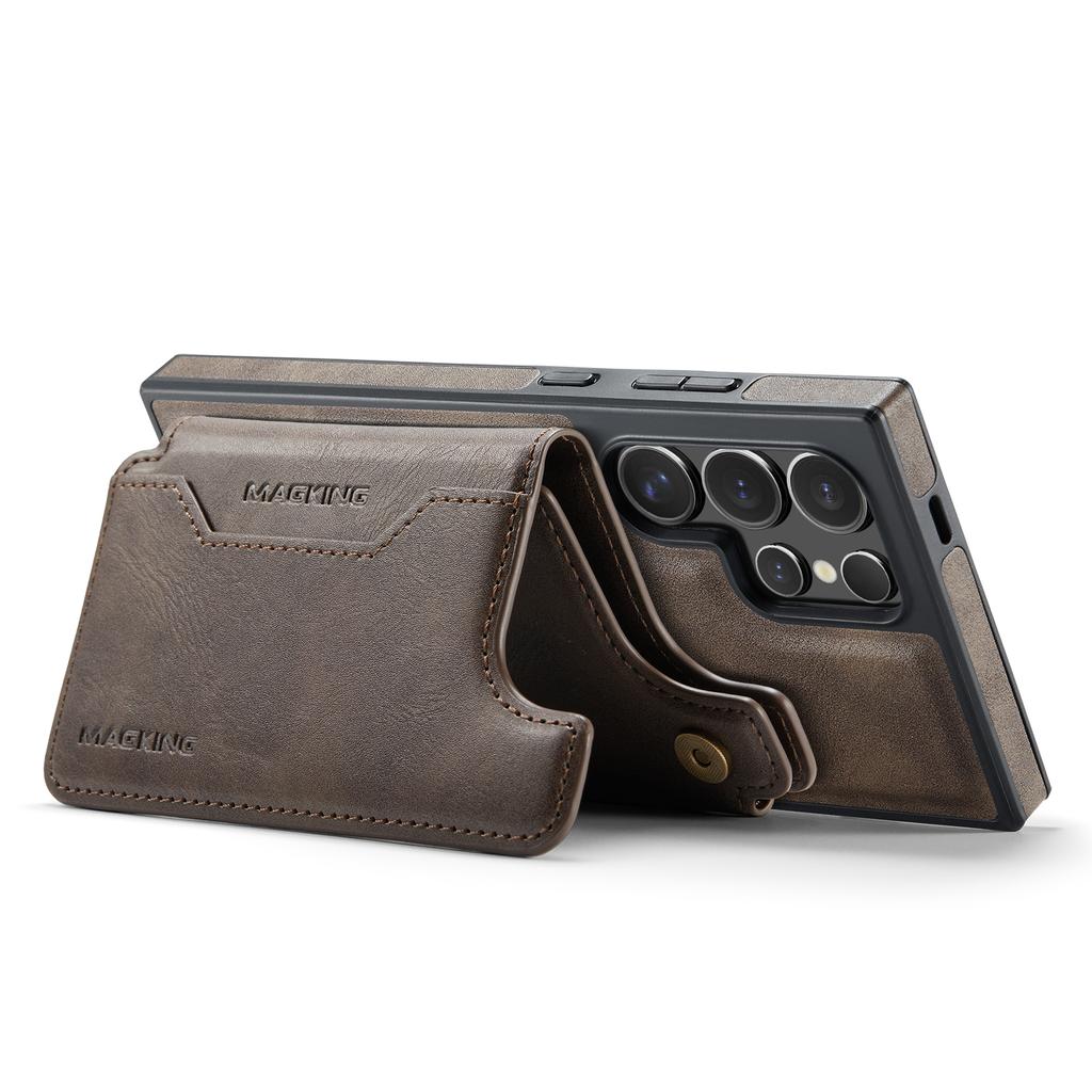 MAGKING K3 Series For Samsung Galaxy S24 Ultra Magnetic Case Wallet PC + TPU + PU Phone Cover