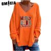 Autunno Inverno Donna Tinta Unita Scollo a V Manica Lunga Larga Casual Comoda T-shirt Top