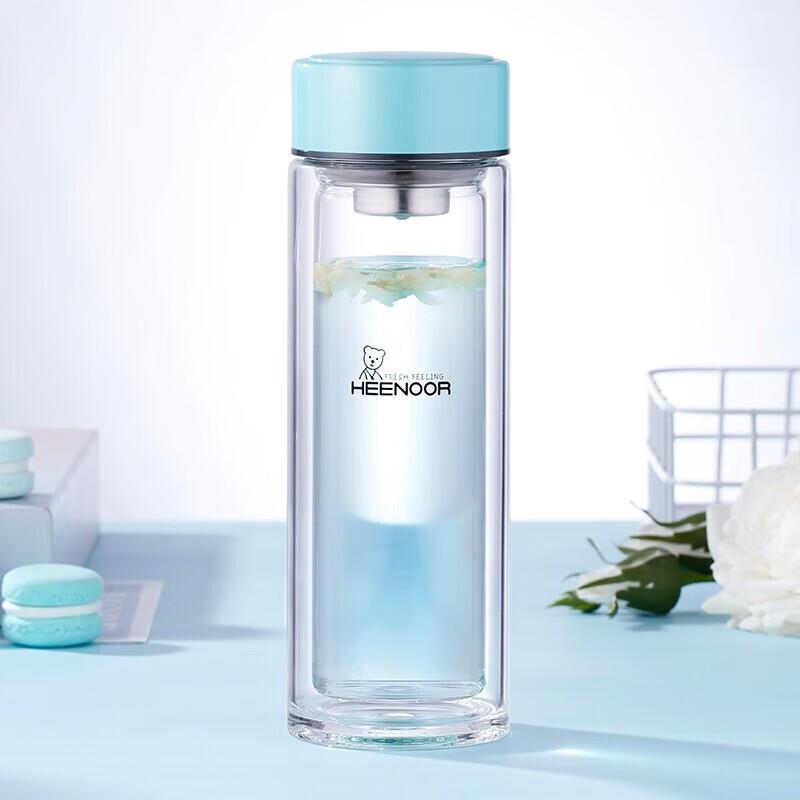 Heenoor Double-Layer Glass Water Bottle