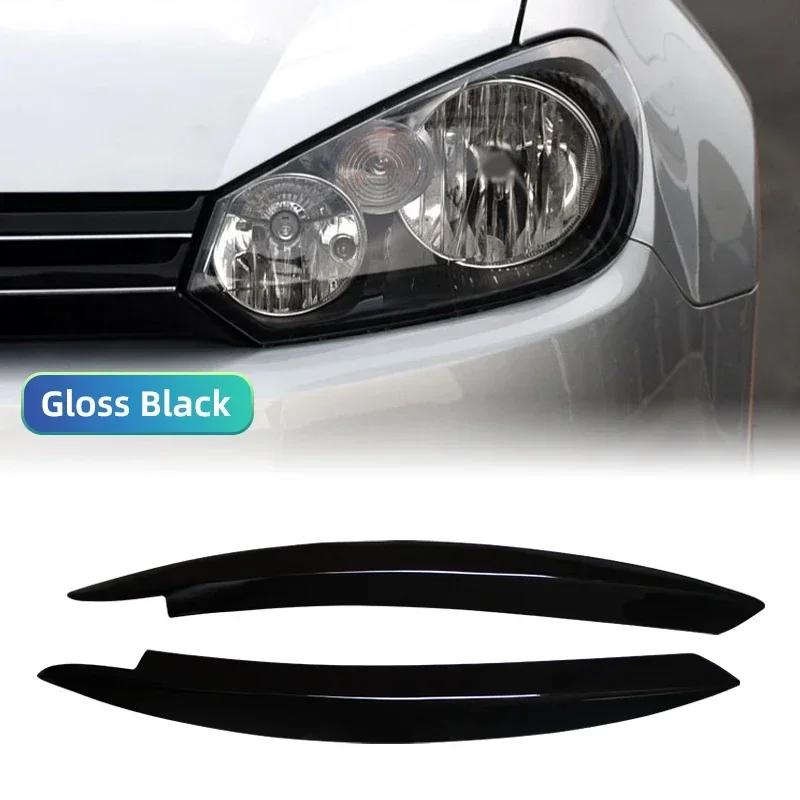 2PCS for VW Golf 6 MK6 GTI GTR 2008-2013 Car Accessories Black Headlight Eyebrow Eyelid Cover Decorative Trim