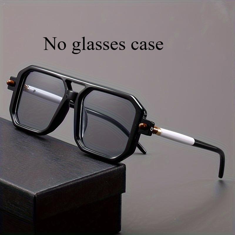 Retro Oversized Glasses for Women Featuring Polygonal Double Bridge Design Stylish Two-Tone Temples Perfect for Party Decoration