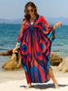 Beach Kaftans for Women Butterfly Printed Plus Size Cover Ups for Swimwear Maxi Dresses Summer Holiday Bathing Suits