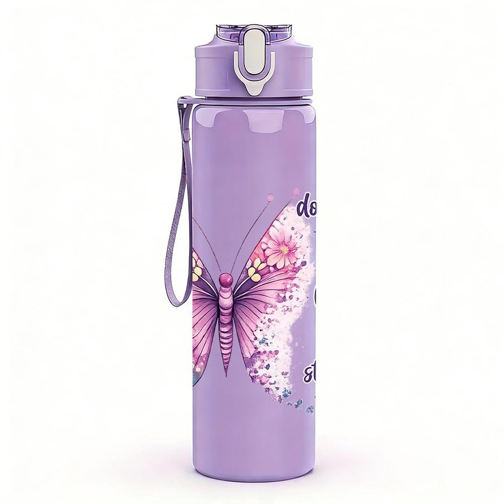 1PC Butterfly Christian Faith Quote Print 750ml Color Plastic Sports Water Bottle Leakproof Flip Straw Lid Suitable for Sports Office Home Use
