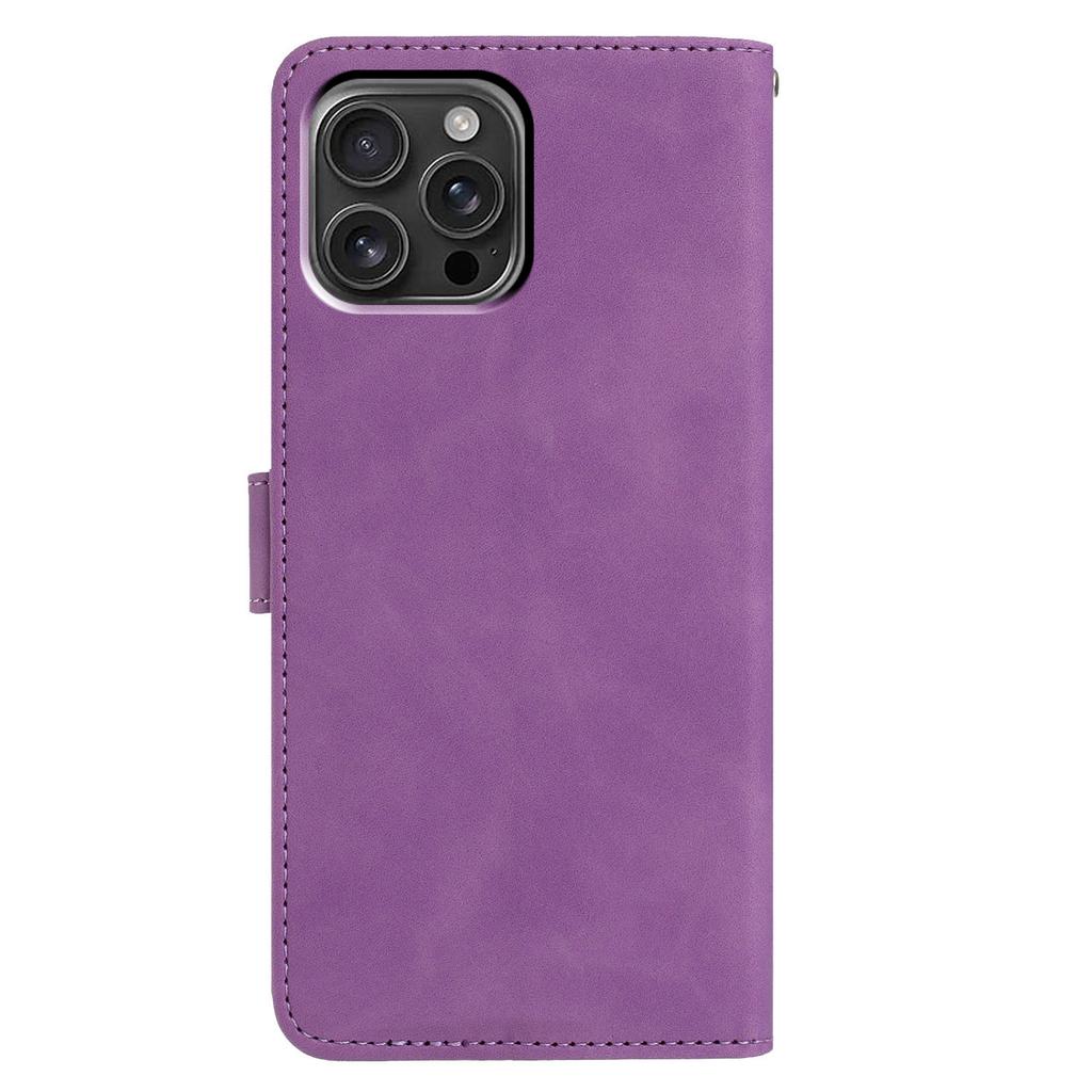 For iPhone 16 Pro Max Case Butterfly Flower Imprinted PU Leather Wallet Stand Phone Cover