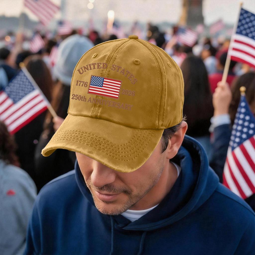 Unisex Vintage Washed Baseball Cap with United States 250th Anniversary 1776 2026 Print Adjustable Fit Classic Style