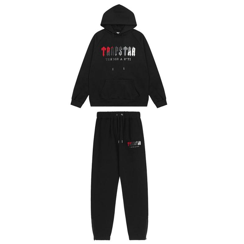 Herren Gradient Buchstaben Bestickter Hoodie Jogginganzug Set - Übergroß Fleece Warm Lässig Trainingsanzug Winter