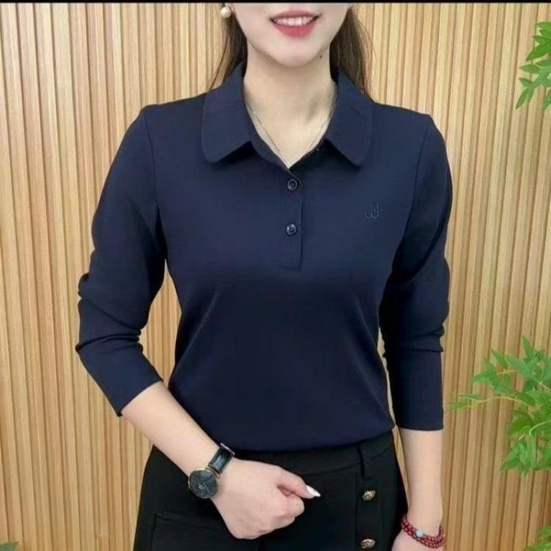 

YYFS Женская мода Повседневные Весенне-осенние Однотонные Блузки и Рубашки с Принтом, с Длинным Рукавом и Воротником ПОЛО M