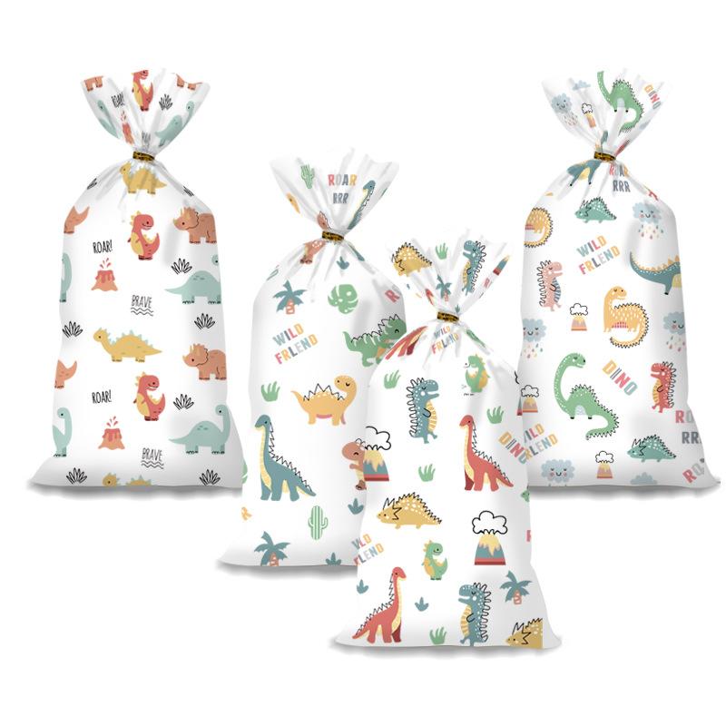 50Pcs Cartoon Car Dinosaur Gift Bag Candy Biscuit Packaging Bag Children's Birthday Party Snack Packaging Supplies Baby Shower