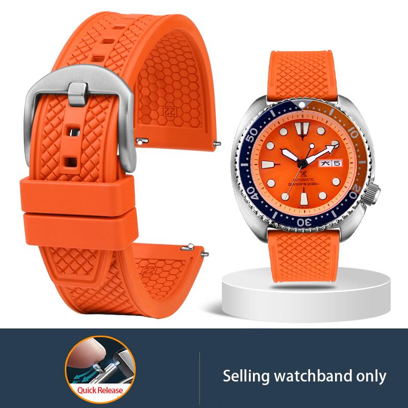 Premium-Grade Fluororubber Watch Strap 21mm 20mm 22mm For Seiko SRP777J1New Watch Band Diving Waterproof Bracelet Black Color