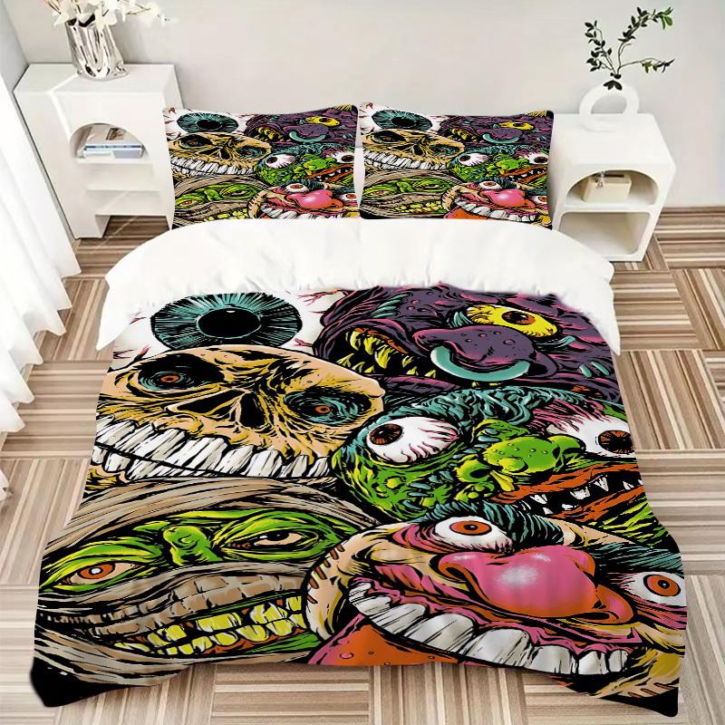 3pcs Monster Mashup Duvet Cover Set, 1 Duvet Cover + 2 Pillowcases (No Insert), High-Definition Print, Home & Dorm Set yy251208068