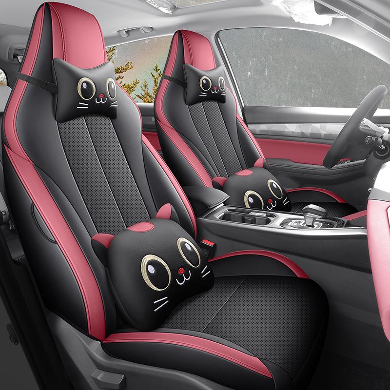 Haoyue PRO 5-Seat Full Leather Car Seat Cushion Cover - Universal for All Seasons