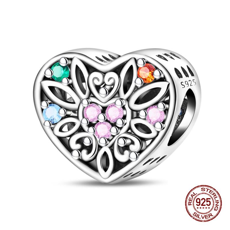 Original Charm Kupfer Palast Herzförmiger Rosa Perlen Charm Bead Passend für 3mm Original Armbänder für Damen DIY Feinschmuck Geschenke