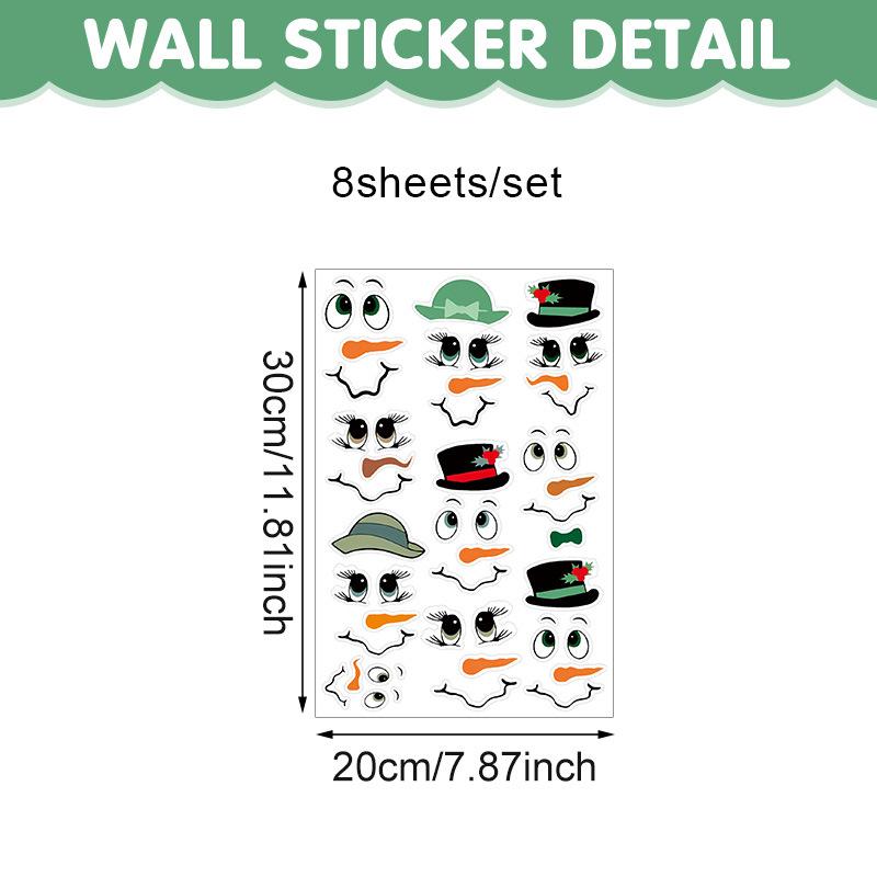 Cute cartoon window decoration window sticker self-adhesive Christmas snowman emoji wall sticker