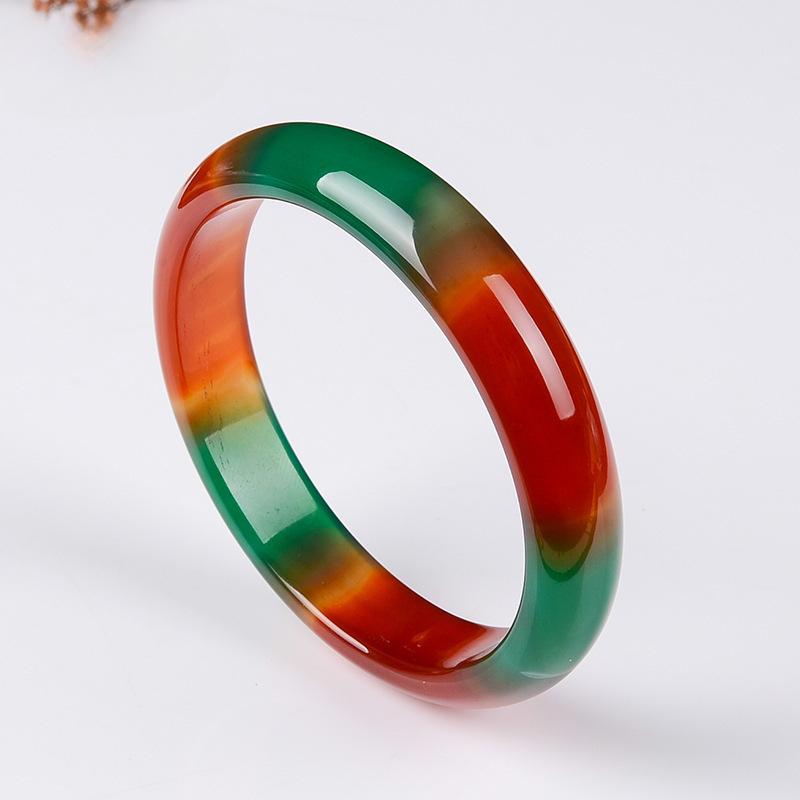 15MM Natural Peacock Agate Bracelet Fashionable Charm Agate Bangle Jade Bracelet Women's Gift