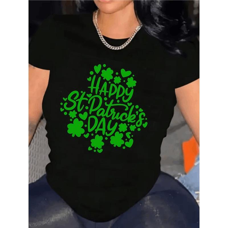 Европейский размер, Футболка для женщин большого размера с блестящим принтом в виде розового сердца, V-образный вырез, Идеально подходит для отдыха, Повседневной носки, Путешествий или в качестве подарка на праздник S чёрный