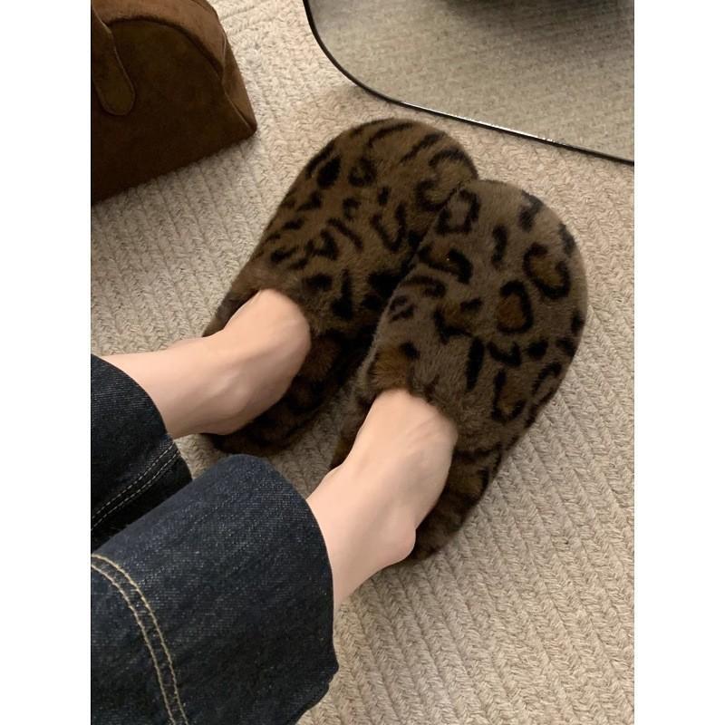Mao Mao shoes wear lazy casual bag head in winter, half drag and one pedal, Mueller shoes, plush warm cotton shoes