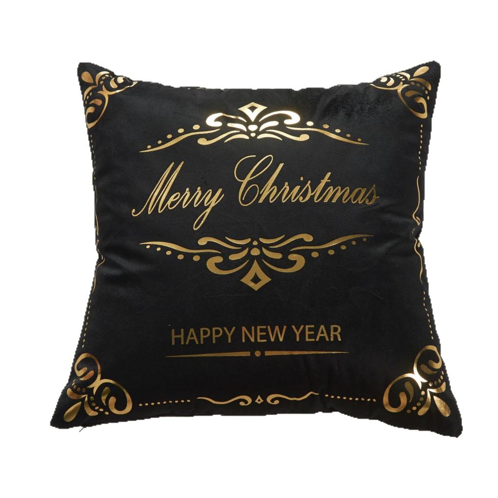 Christmas Atmosphere Bronzing Craftsmanship Festive Feel Pillow Cover Fabric Soft and Comfortable Home Sofa Pillow Bedside Cushion