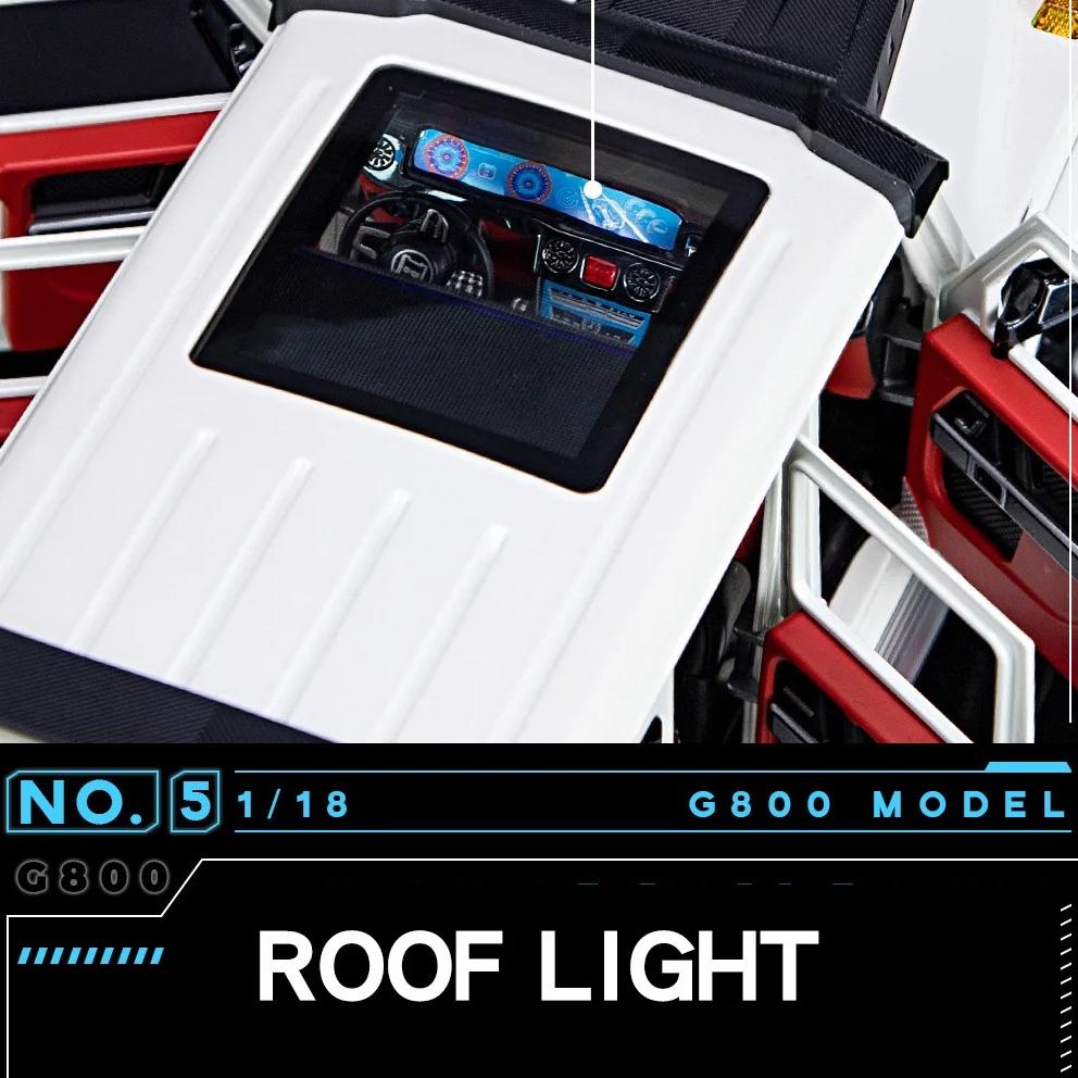 1/18 Scale Benz G800 Off-Road Vehicle SUV Alloy Diecast Model Car Collection Sound & Light Sprayable Gifts for Kids Boyfriend