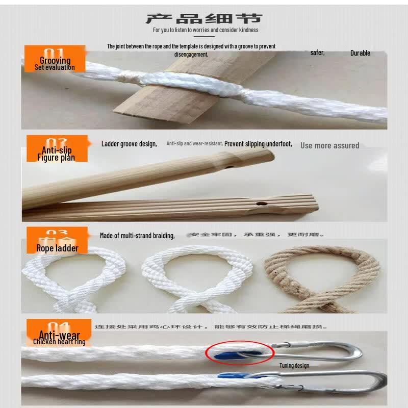 8-Meter Square Wood Rung Rope Ladder