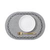 Durable Chain-printed Oval Placemats Oval Shape Leather Waterproof Placemat Washable Waterproof Heat Resistant Pad Kitchen