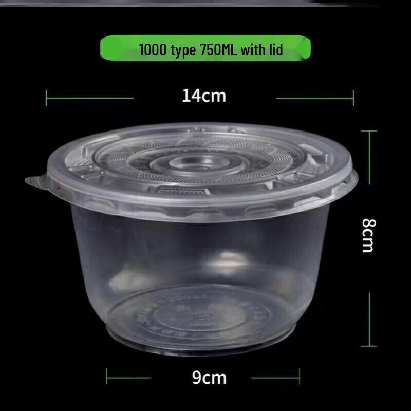 Disposable Thickened Transparent Plastic Round Bowls