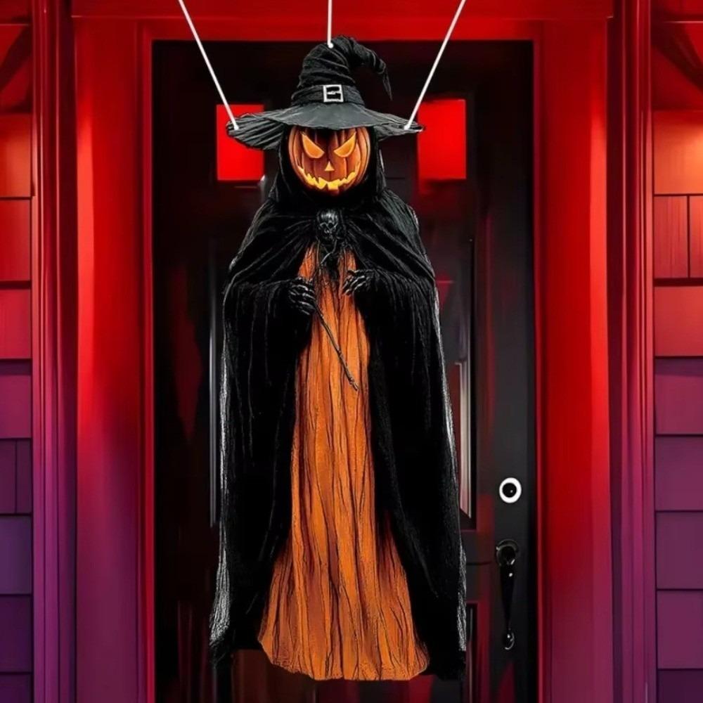 Irregularly 2D Halloween Spooky Hanging Flag Ghost Skull Bride Wizard Pattern Polyester Halloween Hanging Background Cloth
