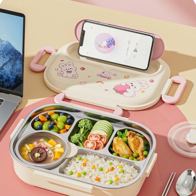 Stainless Steels Meal Preps Container Leak Proof Multiple Compartment Microwaveable Lunch Box For Travel Outdoor Use