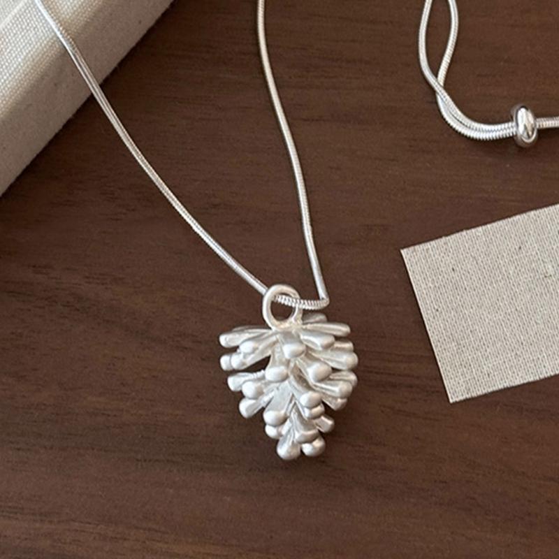 Adjustable Necklace with Silver Pine Cone Charm for Everyday Wear Versatile Styling Comfortable Designs