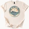 Maine Lighthouse Graphic T Shirt Sunset Ocean Scene Sea Coastal Maine 1820 State Souvenir Shirt for Beach Lovers Casual Outfit Top
