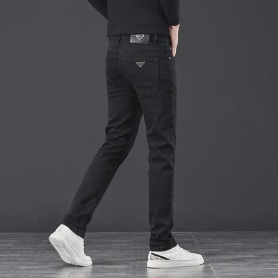 ג'ינס אלסטי חדש לגברים, High-End שחור Slim Fit