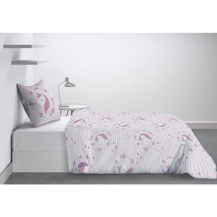 Housse de couette + 1 taie 140 x 200 cm Rina petite licorne