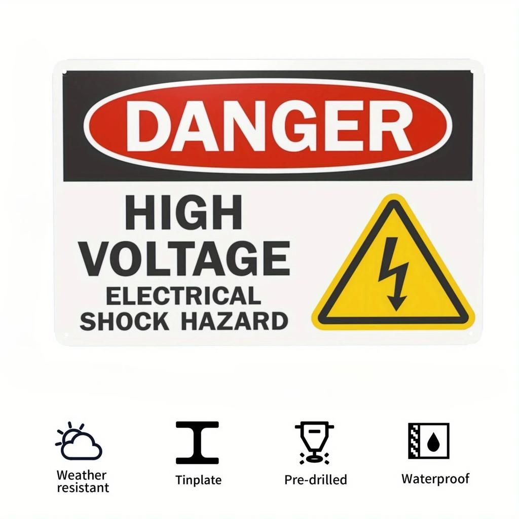 Metal Aluminum SignDanger High Voltage Electrical Shock HazardDanger Velociraptor ContainmentAluminum Sign For IndoorOutdoor