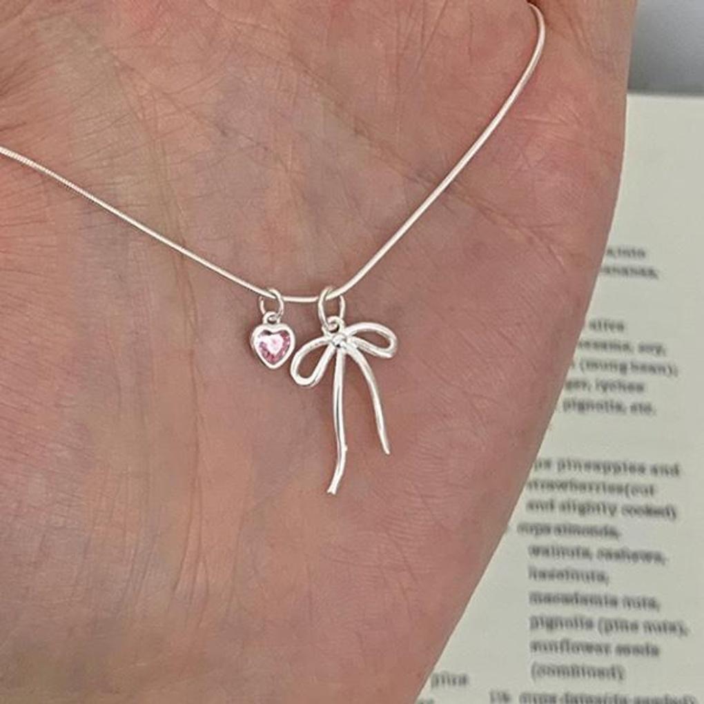 Women's Daily Free Chain Pink Heart Necklace