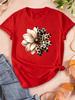 Watercolor Leopard Print Flower Women T-shirt Fashion Graphic Clothing Funny Harajuku T-shirt Female Clothes Tops