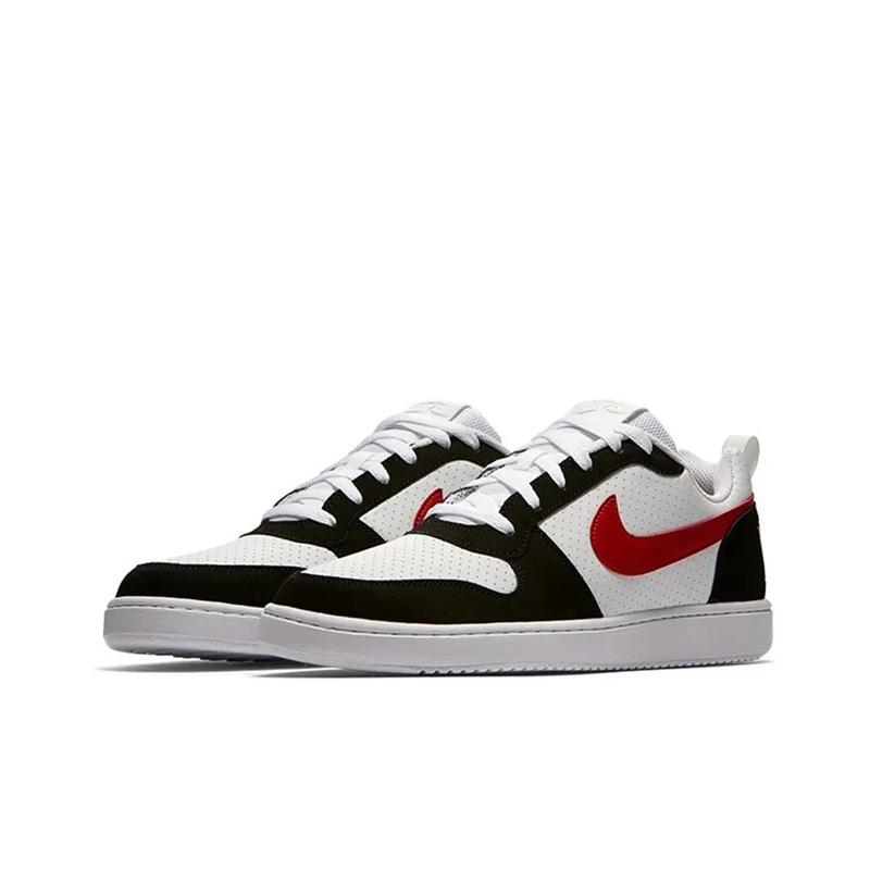 Nike Court Borough Low Top Kids' Skateboarding Shoes Black White Red Sneakers 839937-102
