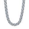 Takeda Jewelry Men's Iced Out Cuban Chain Necklace, Silver and Blue Rhinestones, Wide Chain, Street Style Accessory, 45/50/55cm (55cm)