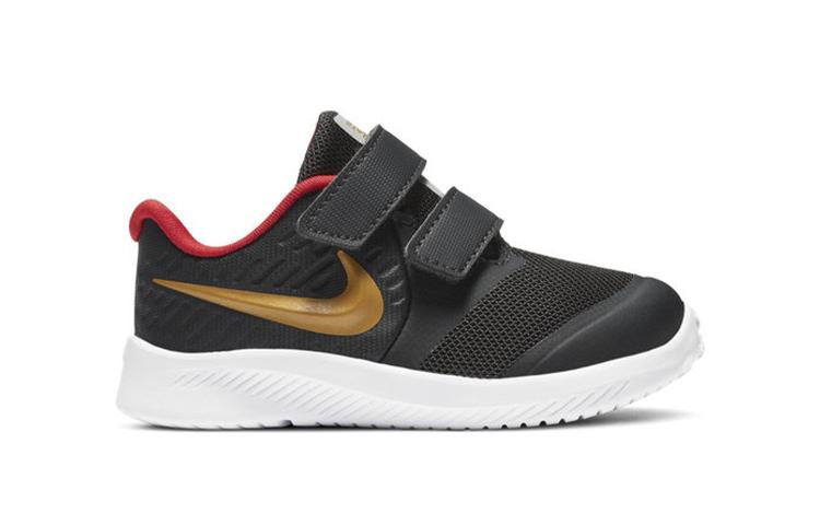 Nike Star Runner 2 Abrasion Resistant Low top Toddler Shoes Black Gold Red Infant And Toddler AT1803-010