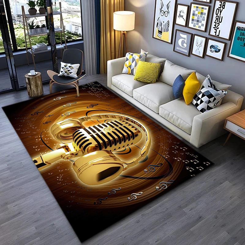 1Pc Musical elements Printed circular carpet, home door mat, outdoor travel protection carpet A10