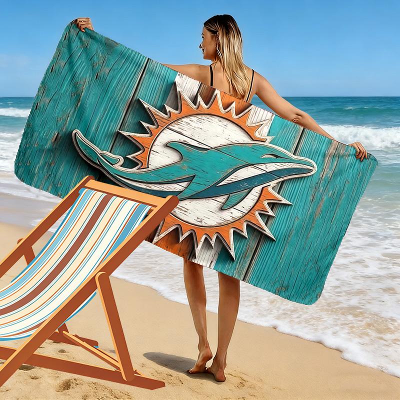 Miami Dolphins2 Print Beach Towel, Large Soft Quick Dry Towel for Beach Camping Swimming