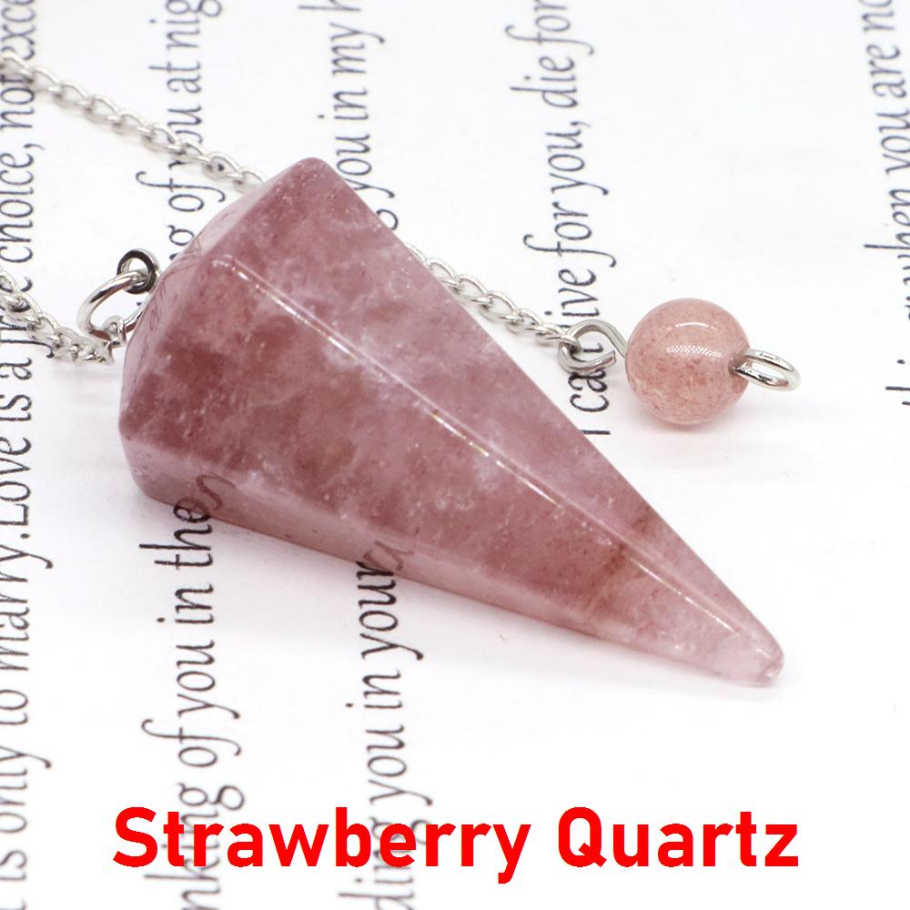 Natural Stone Reiki Healing Pendulum,For Dowsing Spiritual Divination Cone Crystal Quartz Pendulos Small Size Necklace Jewelry