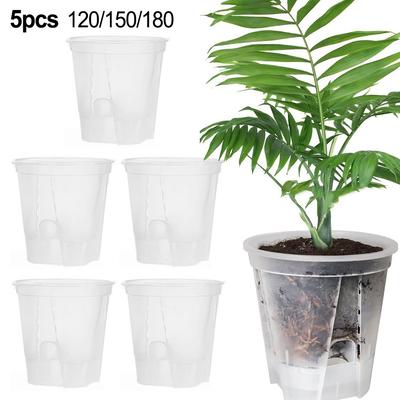Clear Plastic Plant Nursery Pots With Saucer Transparent Tool With Drainage Hole Starting Pot Flower Plant Contain