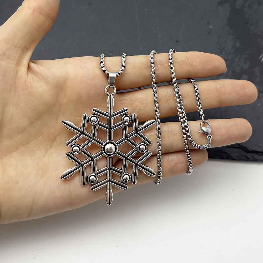 Men's Punk Hip-Hop Retro Large Snowflake Pendant Necklace