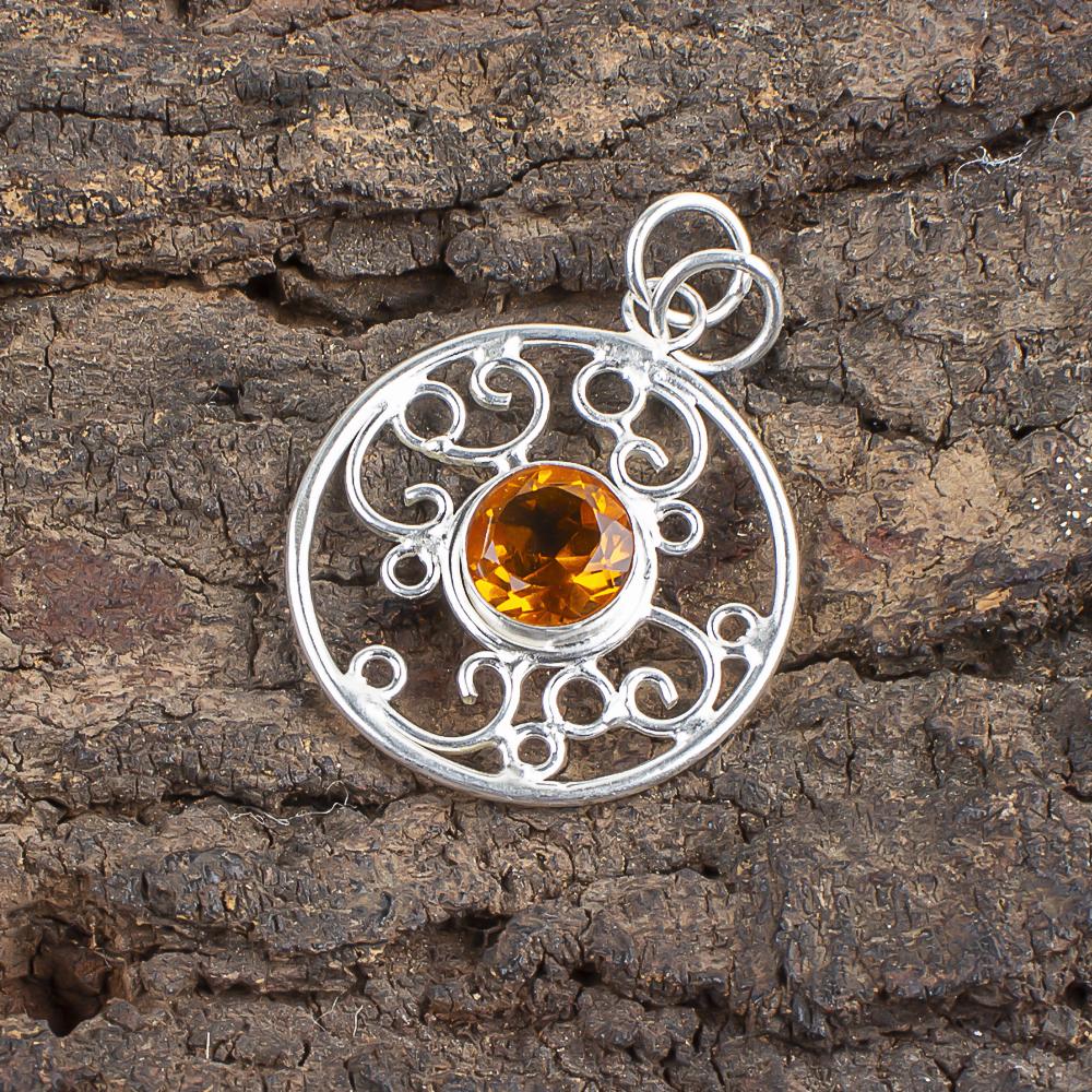 Pendentif Citrine, Pendentif Pierre Précieuse Fait Main, Pendentif en Argent Massif 925 Bijou Antique, Pour Cadeau de Fiançailles
